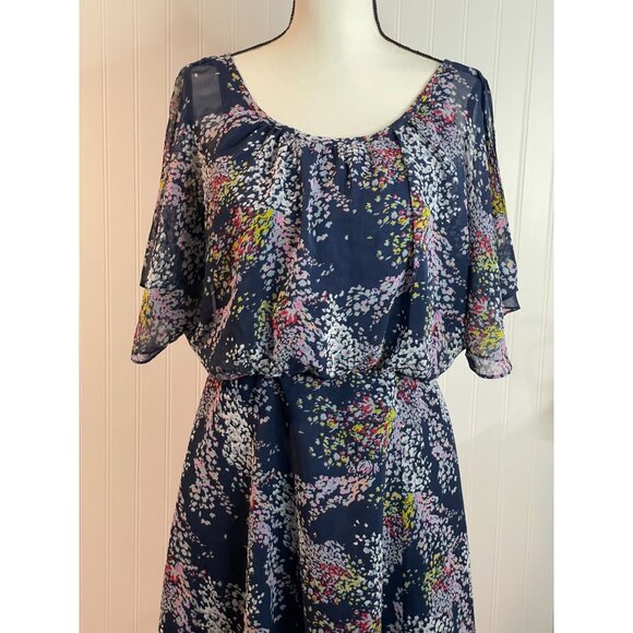 ModCloth Floral A-Line Midi Skirt S Polyester Navy Multicolor Pockets - Picture 16 of 16